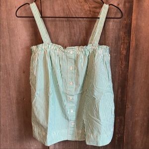 J. Crew Striped Button Up Ruffle Trim Top Size 2
